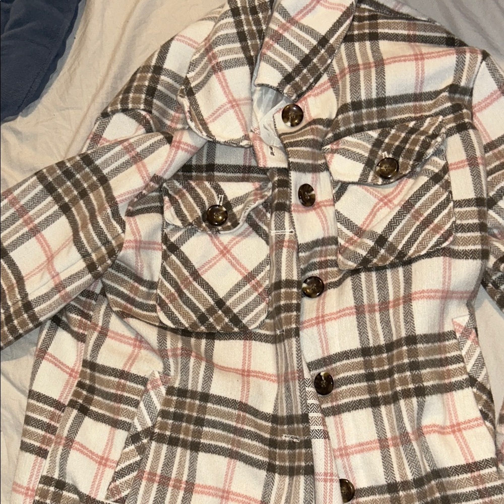 Kenzie Checkered Utility Jacket in Brown and Pink